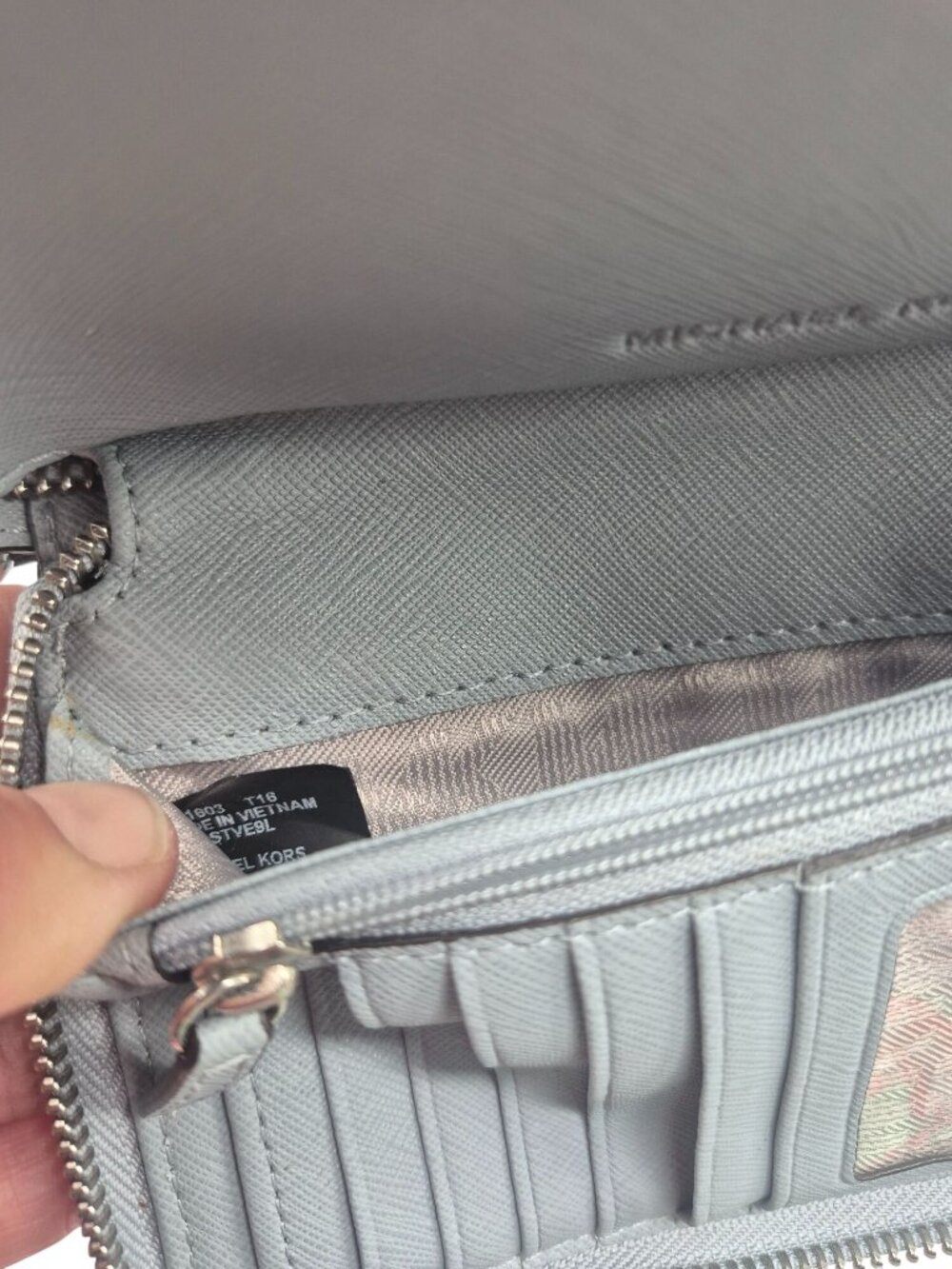 Michael Michael Kors Jet Set Travel Leather Wristlet Wallet Sky Blue - Picture 10 of 10